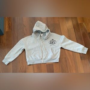 “Après Ski” Cropped Grey Hoodie Size S